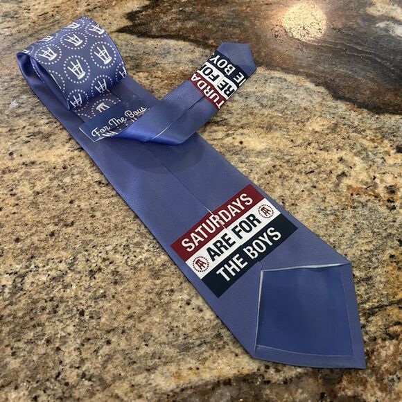 Barstool Sports Necktie Tie Blue White 57 x 4 Saturdays Are For The Boys - Picture 2 of 4